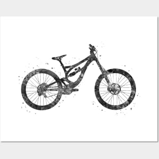 Downhill mountain bike black and white Posters and Art